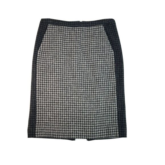 J.Crew Womens Skirt Size 0 US Wool Lined Dark Academia Gray Black Houndstooth - Picture 1 of 11